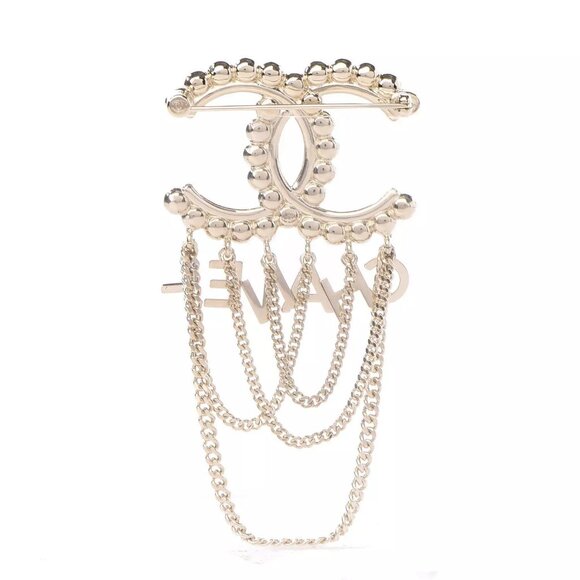 Authentic NEW Chanel Crystal Bow-Tiful CC Chain Brooch in Gold - Picture 2 of 9